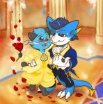  ball chicostyx dancing dewott digimon digimon_(species) dragon dressed_up hall hi_res kai_the_dewott male nintendo pok&eacute;mon pok&eacute;mon_(species) reptile rose_(disambiguation) scalie veemon video_games yami_the_veemon 