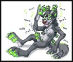  anthro canid canine canis danwolf foot_focus foot_hands footpaw_hands male mammal multi_paw pawbeast pawpads solo transformation wolf 