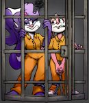  2019 angry anthro babs_bunny cell clothing duo female fifi_la_fume frustrated lagomorph mammal mephitid prison prison_jumpsuit prison_uniform signature skunk tiny_toon_adventures warner_brothers yuashlie6 