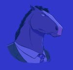  2020 anthro black_hair bojack_horseman butterscotch_horseman clothed clothing equid equine fawndog hair horse looking_at_viewer looking_from_above male mammal mane necktie netflix signature simple_background solo suit 