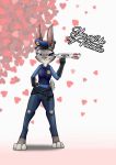  2019 absurd_res anthro clothed clothing disney female fully_clothed fur grey_body grey_fur hi_res holidays invalid_tag judy_hopps lagomorph leporid looking_at_viewer mammal police police_uniform rabbit shamziwhite smile solo standing text uniform valentine&#039;s_day zootopia 