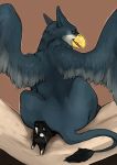  anthro asphyxiation avian bed bodily_fluids crush crying feral furniture gryphon hi_res samt517 smothering squeezing tears torakuta torvid 