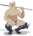  2011 anthro barazoku canid canine clothing eyes_closed humanoid_hands kemono launcher_r male mammal simple_background solo underwear 