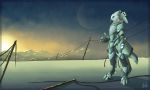  absurd_res anthro armor avian bird cables digital_media_(artwork) halu hi_res male metal mountain owl science_fiction scify snow star 