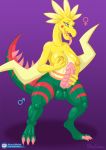  anthro blueumbra breasts claws dracozolt dragon fangs feathers fossil_pok&eacute;mon genitals green_body green_skin gynomorph hi_res intersex lizard long_neck masturbation muscular nintendo nipples pok&eacute;mon pok&eacute;mon_(species) reptile scales scalie teeth tongue tongue_out video_games wings yellow_body yellow_skin 