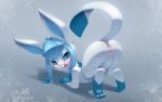  anus blue_body butt cko eeveelution female genitals glaceon hi_res looking_at_viewer nintendo pok&eacute;mon pok&eacute;mon_(species) presenting presenting_hindquarters pussy simple_background solo tongue video_games 