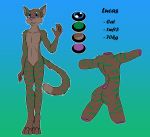  brown_body domestic_cat felid feline felis gesture lucas_(lukanaya) male mammal markings model_sheet mrtaw waving 