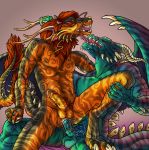  anal anal_penetration asian_mythology balls barbel_(anatomy) belfezon bodily_fluids claws cum cum_in_ass cum_inside cum_while_penetrated dragon duo east_asian_mythology eastern_dragon erection flesh_whiskers genital_fluids genitals hi_res humanoid_penis licking male male/male muscular mythology nipples orgasm penetration penis pubes scalie tongue tongue_out vein veiny_penis western_dragon wings 