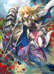  1girl artist_request blonde_hair boots fire_emblem fire_emblem:_genealogy_of_the_holy_war fire_emblem_cipher horse lachesis_(fire_emblem) official_art sword weapon yellow_eyes 