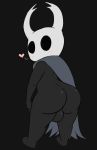  &lt;3 absurd_res anthro arthropod backsack balls big_butt black_background black_balls black_body black_eyes black_skin blush butt cape clothing dot_eyes genitals headgear headwear hi_res hollow_knight insect looking_at_viewer mostly_nude not_safe_for_reality protagonist_(hollow_knight) simple_background standing vessel_(species) white_clothing white_headwear wide_hips 