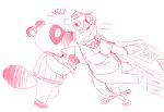  animal_crossing anthro bottomwear canid canine clothing duo eyes_closed eyewear glasses kissing lutrine lyle_(animal_crossing) male male/male mammal motherleeds mustelid nintendo pants raccoon_dog shirt sitting slightly_chubby tanuki tom_nook_(animal_crossing) topwear video_games 