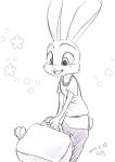  2016 anthro clothed clothing disney fully_clothed fur holding_object judy_hopps lagomorph leporid luggage mammal open_mouth open_smile rabbit sagara_shino shirt simple_background smile solo t-shirt topwear white_background zootopia 