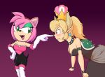  accessory amy_rose animal_humanoid blonde_hair blush bowser bowsette_meme breasts cleavage clothed clothing crown dress eulipotyphlan eye_bulge eyeshadow fur gesture gloves hair handwear headband hedgehog horn humanoid koopa makeup mammal mario_bros meme nintendo pink_body pink_fur pointing ponytail red_eyes reptile reptile_humanoid rouge_the_bat scalie scalie_humanoid sonic_the_hedgehog_(series) super_crown sycotei-b turtle_humanoid video_games 