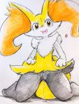  &lt;3 3:4 black_body black_fur bodily_fluids braixen chest_tuft colored_pencil_(artwork) dripping ears_up eiroru female fluffy_ears fur genital_fluids genitals happy hi_res inner_ear_fluff kneeling looking_at_viewer nintendo open_mouth pok&eacute;mon pok&eacute;mon_(species) pussy pussy_juice red_body red_eyes red_fur solo tongue traditional_media_(artwork) tuft video_games white_body white_fur yellow_body yellow_fur 