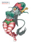  alpha_channel anthro avian big_breasts bottomwear breasts christmas clothed clothing female friendship_is_magic fur gabby_(mlp) grey_body grey_fur gryphon holidays mrkashkiet my_little_pony shorts solo stripes under_boob wide_hips 