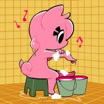  1:1 bathing bathroom casual_nudity domestic_pig female gaturo hi_res mammal mina_(gaturo) nude pink_body pink_skin singing sitting solo suid suina sus_(pig) water 