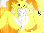  4:3 ambiguous_gender butt claws digimon digimon_(species) featureless_crotch female fex_snickerdoodle_scree_(artist) first_person_view fluffy nude one_eye_closed pubes renamon underside wink 