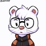  1:1 2020 ambiguous_gender animated bastion clothed clothing eyewear fur glasses mammal mustelid short_playtime simple_background solo whiskers white_background white_body white_fur 