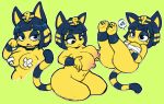  animal_crossing ankha_(animal_crossing) big_breasts breasts domestic_cat felid feline felis female frown mammal nintendo nipple_tape nude pasties runeechan simple_background solo tape video_games wraps 