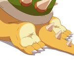  3_toes bowser claws feet foot_focus invalid_tag koopa male mario_bros nintendo reptile scalie shell simple_background soles spiked_tail spikes toe_claws toes unknown_artist video_games 