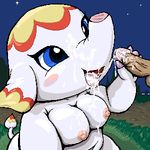  animal_crossing belly_button blue_eyes blush breasts chubby cum doubutsu_no_mori elephant lowres margie navel nintendo nipples oekaki oral penis plump sally tail tongue uncensored 