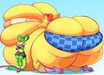  anthro avian big_breasts big_butt bird breasts butt chicken clothed clothing cobra duo female fully_clothed galliform gallus_(genus) hi_res huge_breasts huge_butt hyper hyper_breasts hyper_butt inflation jaeh non-mammal_breasts phasianid reptile scalie snake 