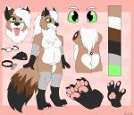  absurd_res arctic_wolf brown_body brown_fur canid canine canis female fluffy fur fuzzy gab-fur green_eyes hair hi_res mammal model_sheet pawpads paws slightly_chubby tongue white_hair wolf 