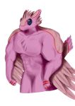  3_fingers 4_ears absurd_res alpha_channel anthro avali big_muscles black_sclera claws feathers featureless_crotch fingers fur hi_res huge_muscles hyper hyper_muscles male multi_ear muscular nude pink_body pink_feathers pink_fur red_body red_feathers red_fur simple_background solo transparent_background white_claws 