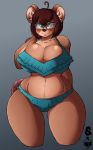  absurd_res anthro big_breasts bikini blush breasts cleavage clothed clothing eyewear female glasses hi_res mammal mouse murid murine rodent solo superix swimwear thick_thighs 