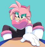  2020 5_fingers absurd_res amy_rose anthro blush breasts camel_toe clothing cosplay eulipotyphlan female fingers four-pundo gloves green_eyes handwear hedgehog hi_res mammal plump_camel_toe simple_background sonic_the_hedgehog_(series) 