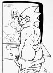  absurd_res alphys anthro areola artymon bed bedroom_eyes blush breasts buckteeth butt clothed clothing coat duo eye_patch eyewear female fin fingering fingering_self fish front_view furniture glasses hair head_fin hi_res lab_coat leaning leaning_back legwear looking_at_viewer looking_back marine masturbation monitor monochrome narrowed_eyes nipples non-mammal_breasts nude on_bed open_mouth open_smile partially_clothed ponytail pubes rear_view recording reptile scalie seductive sharp_teeth smile socks teeth topwear undertale undressing undyne vaginal vaginal_masturbation video_games 