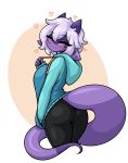  &lt;3 anthro butt clothing dragon eyes_closed female hi_res horn limebreaker looking_back solo thick_tail tight_clothing violet_(limebreaker) yoga_pants 