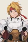  1boy armor blonde_hair cless_alvein closed_mouth hankuri looking_at_viewer simple_background smile solo sword tales_of_(series) tales_of_phantasia weapon 
