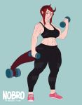 abs absurd_res animal_humanoid big_breasts big_bulge breasts bulge cleavage clothed clothing dragon dragon_humanoid exercise genital_outline gynomorph hair hi_res horn horned_humanoid humanoid intersex long_hair muscular muscular_gynomorph muscular_intersex nobro penis_outline solo weightlifting workout 