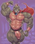  4:5 abs anthro big_biceps bulge cape clothing crocodile crocodilian crocodylid crown donkey_kong_(series) flexing hi_res king_k._rool looking_at_viewer male muscular muscular_male navel nintendo reptile scalie sharp_teeth solo sxfpantera teeth video_games 