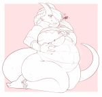  anthro belly big_belly big_breasts big_butt breasts bulge burping butt clothing dragon female female_pred hand_imprint holding_belly mr.pink navel oral_vore overweight overweight_female scalie solo_focus thick_thighs topwear vore 
