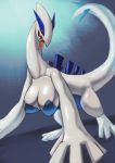  &lt;3 &lt;3_eyes all_fours big_breasts bodily_fluids breasts busty_feral cleavage clothed clothing female feral hi_res huge_breasts klkl5manccodg14 legendary_pok&eacute;mon long_neck lugia nintendo pok&eacute;mon pok&eacute;mon_(species) raised_tail saliva sharp_teeth solo teeth tongue tongue_out video_games 