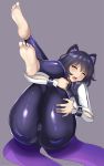  1girl anal animal_ears ass barefoot blake_belladonna blush cat_ears feet feet_up lainart legs_over_head legs_up open_mouth rwby solo 