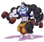  5_fingers 5_toes anthro balls big_balls big_muscles big_penis bobert bulge canid canine canis clothing domestic_dog dumbbell fingers genitals grin growth hi_res huge_balls huge_muscles huge_penis husky hyper hyper_balls hyper_bulge hyper_genitalia hyper_muscles hyper_penis lifting male mammal muscle_growth muscular nipples nordic_sled_dog penis simple_background smile spitz sweatshirt toes torn_clothing underwear weights white_background 