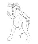  anthro belly big_belly canid canine canis cownugget face_imprint female female_prey genitals lagomorph leporid male male/female male_pred mammal monochrome neck_bulge nude oral_vore penis rabbit swallowing vore wolf 