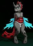  absurd_res anthro arthropod bulge changeling clothing eyewear glasses hi_res horn interloper male my_little_pony slightly_chubby solo transparent_belly underwear wings xexus 