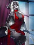  2020 5_fingers anthro aomori clothed clothing digital_media_(artwork) dragon eyebrows eyelashes female fingers hair looking_at_viewer solo standing white_hair wingless_dragon 