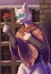  absurd_res alopex anthro canid canine clothed clothing female flower fox fur hi_res mammal plant rose_(flower) sacrificabominat solo teenage_mutant_ninja_turtles white_body white_fur yellow_eyes 