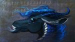  16:9 2020 bagheera blue_eyes blue_hair digital_media_(artwork) dragon fur furred_dragon hair headshot_portrait hi_res horn portrait 