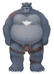  2020 anthro belly bulge clothing cute_fangs hi_res humanoid_hands kemono male mammal moobs mtflying30371 navel nipples overweight overweight_male simple_background solo underwear ursid white_background yellow_eyes 