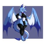  1:1 2020 altrue blue_body blue_eyes blue_scales bulge clothing digital_media_(artwork) dragon ear_piercing ear_ring girly gloves handwear hi_res horn leggings legwear lipstick makeup male piercing scales simple_background solo suirano wings 