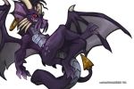  2018 commentary darigan_neopet defiant_drills dragon draik english_commentary looking_at_viewer neopets no_humans purple_theme red_eyes sharp_teeth simple_background teeth tumblr_username white_background wings 