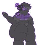  2019 absurd_res alpha_channel anthro belly big_belly big_butt black_body black_fur butt digital_media_(artwork) embarrassed fluffy fur grey_body grey_fur hi_res looking_back machine male neck_tuft obese obese_male overweight overweight_male protogen robot simple_background solo thefoxydragon thick_thighs transparent_background tuft 