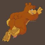  1:1 2020 3_toes all_fours anthro anus backsack balls banjo-kazooie banjo_(banjo-kazooie) barefoot biceps blue_eyes blush bodily_fluids brown_background brown_body brown_fur butt claws cum cum_on_ground cum_on_penis ewmo.de flaccid foot_focus fur genital_fluids genitals hand_on_butt hi_res humanoid_penis looking_at_viewer looking_back male mammal muscular nude on_ground open_mouth pawpads paws penis perineum pink_anus pink_tongue precum presenting presenting_anus presenting_hindquarters presenting_penis rareware sharp_claws sharp_teeth simple_background smile soles solo sweat tan_balls tan_body tan_penis tan_skin teeth thick_thighs toe_claws toes tongue triceps ursid video_games 