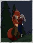  acornshield alcram canid canine colored disney female fox judy_hopps kissing lagomorph leporid love male mammal moon nick_wilde rabbit twilight voluxpto wildehopps zootopia 